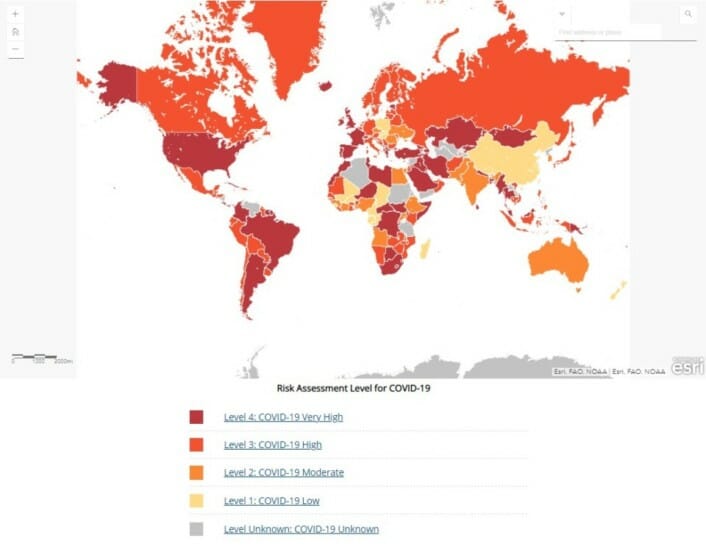a map of the world with different colored countries/regions