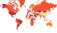 a map of the world with different colored countries/regions