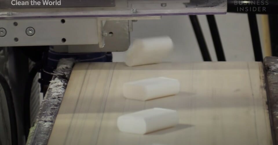 a machine with white objects on it