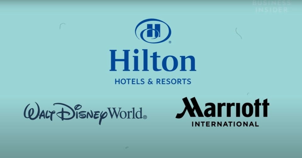 a group of logos on a blue background