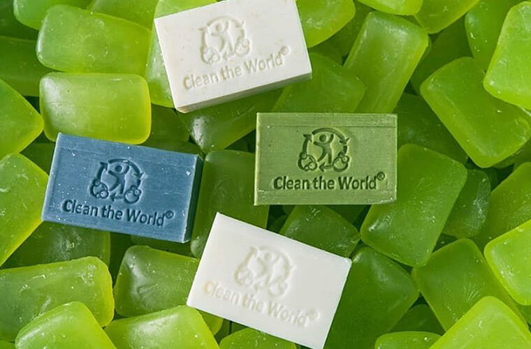 a pile of green and white candy