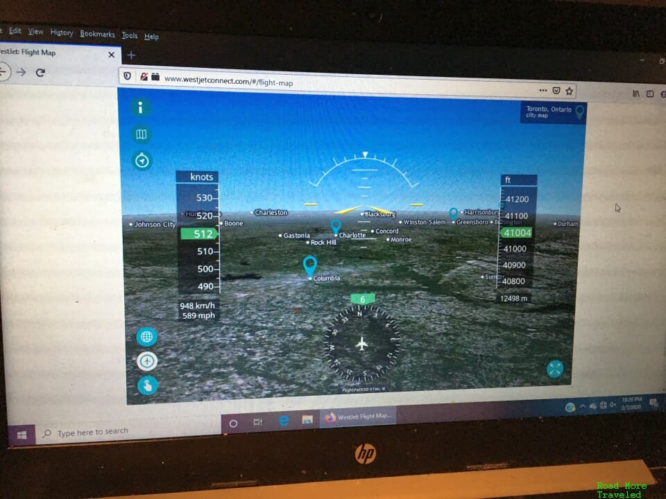 WestJet moving map horizon view