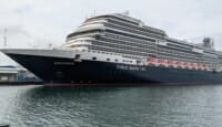 a large cruise ship in the water