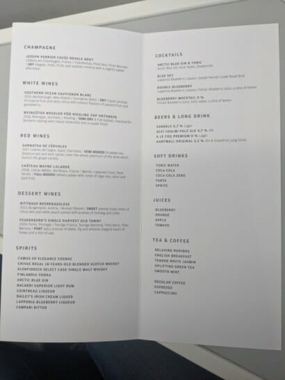 a menu with text on it