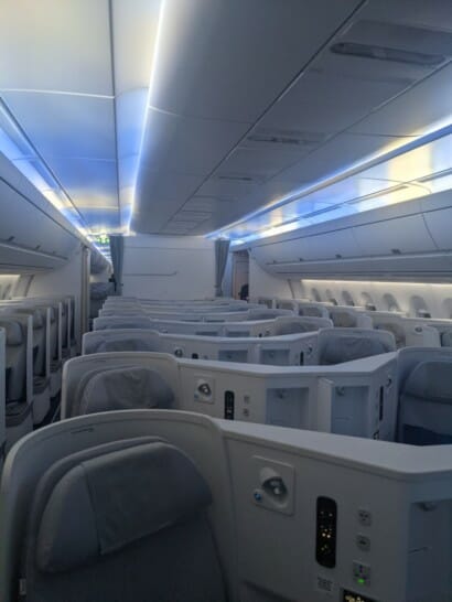an airplane with rows of seats