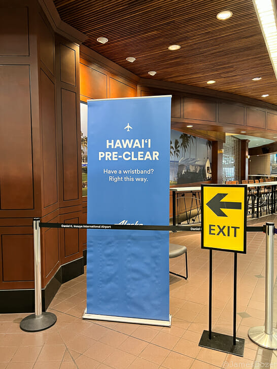 a blue sign in a building