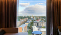 a view of a city from a window