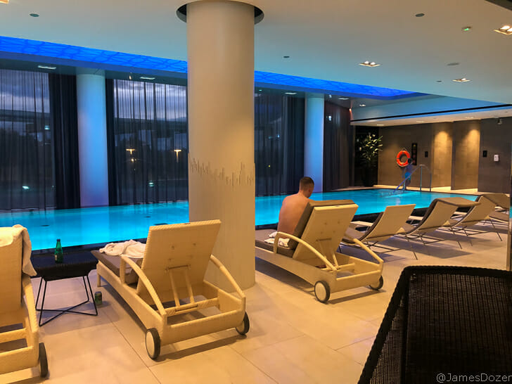 a man sitting in a pool