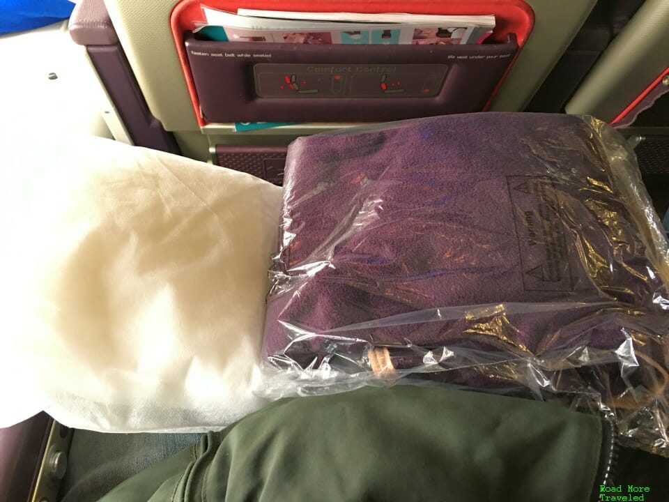 Virgin Economy B747 Premium Economy - pillow and blanket