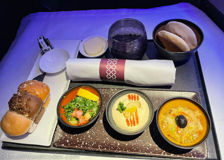 a tray with food on it