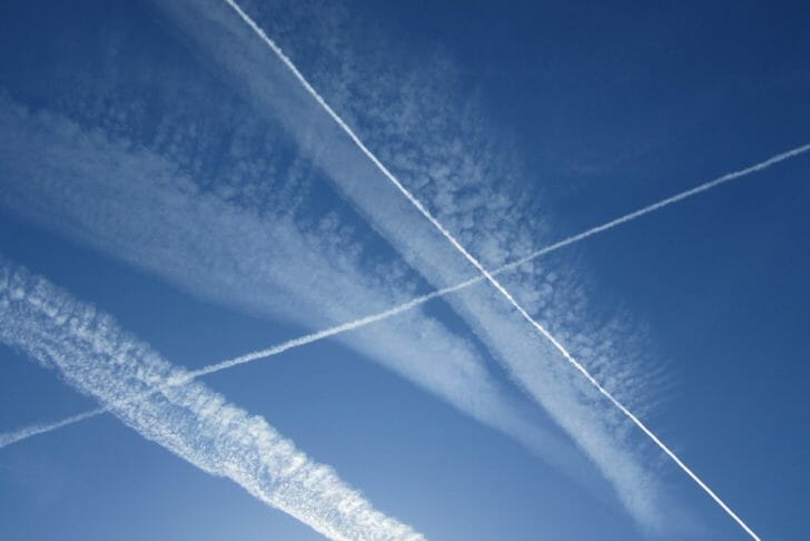 a few contrails in the sky