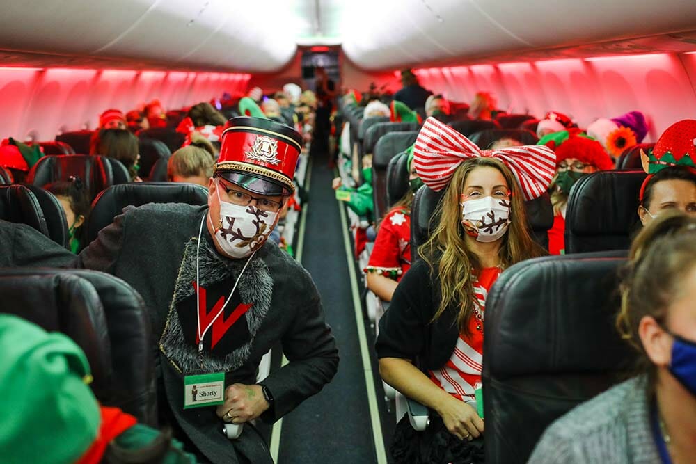 a man and woman in a plane