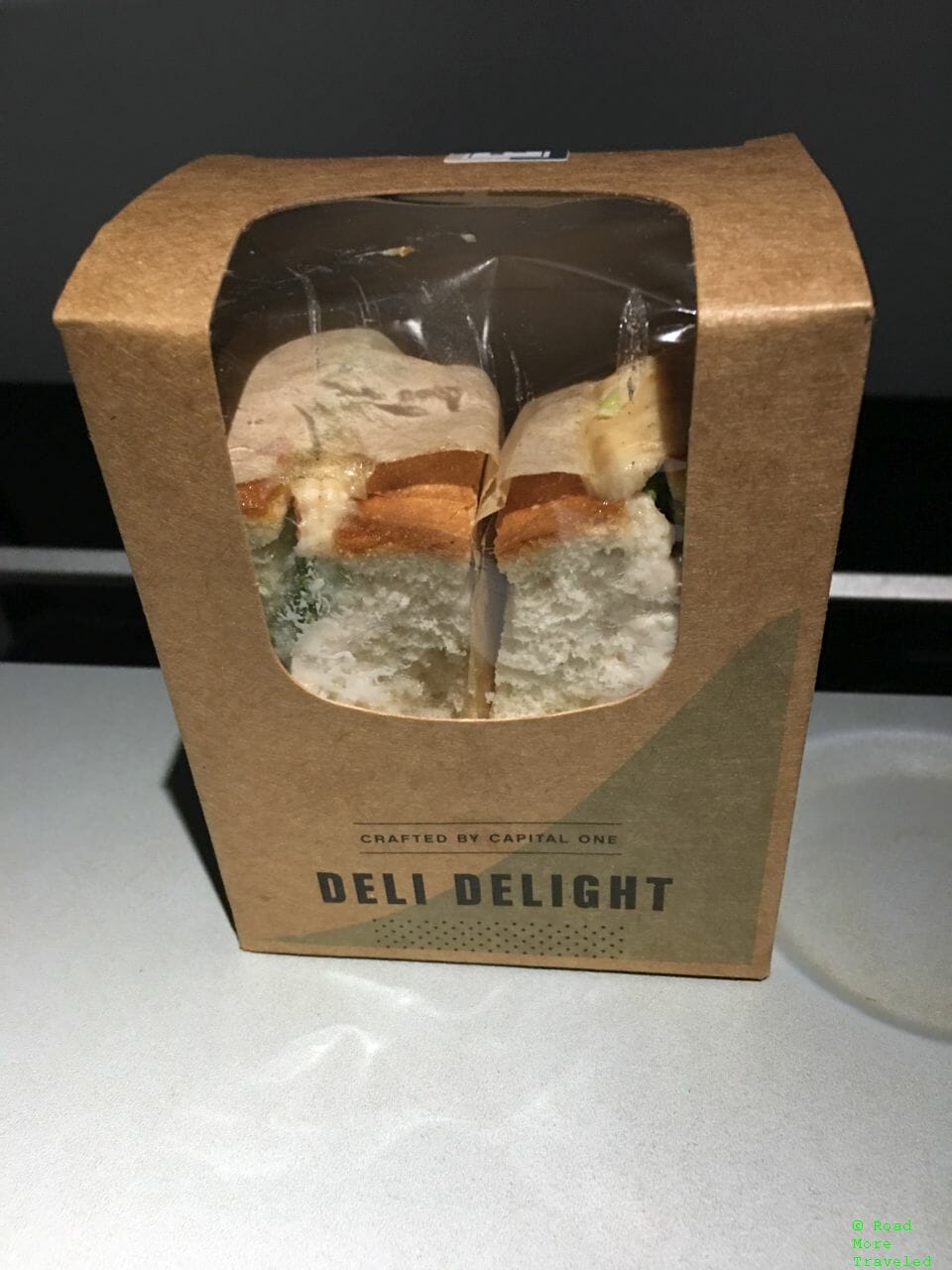 Grab-and-go sandwich from Capital One lounge
