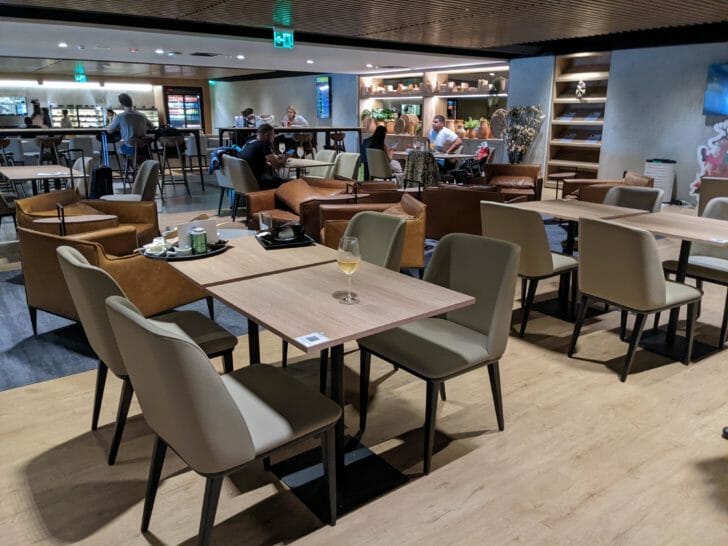 a room with tables and chairs