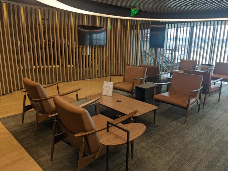 a room with chairs and a table