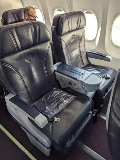 a seat in an airplane