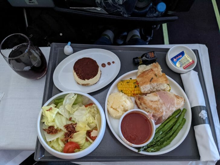 a tray with food on it
