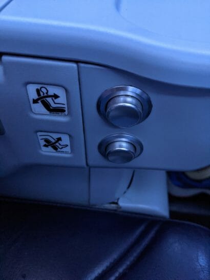 buttons and switches on a seat