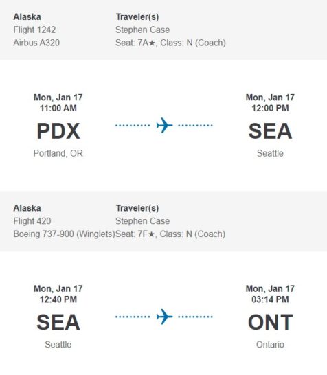 a screenshot of a flight schedule