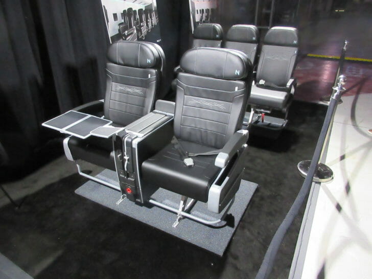 a row of black chairs