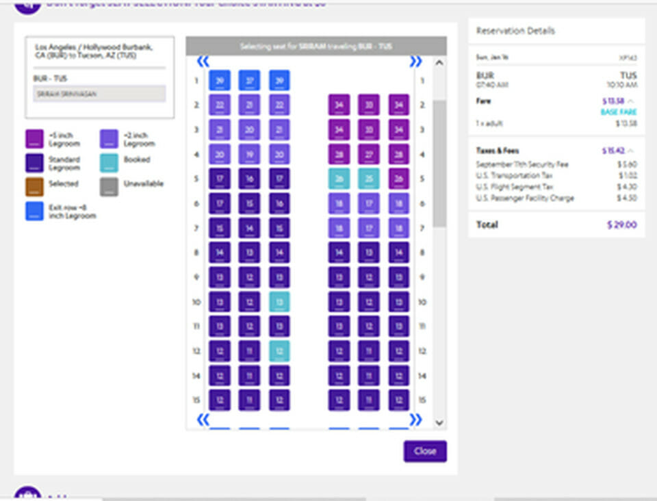 Avelo Airlines Seat Fees - Front of Plane