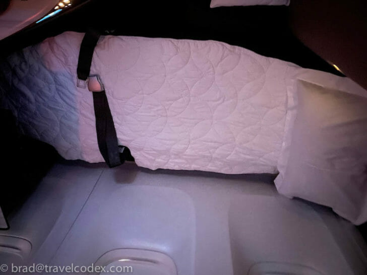 a bed in a seat