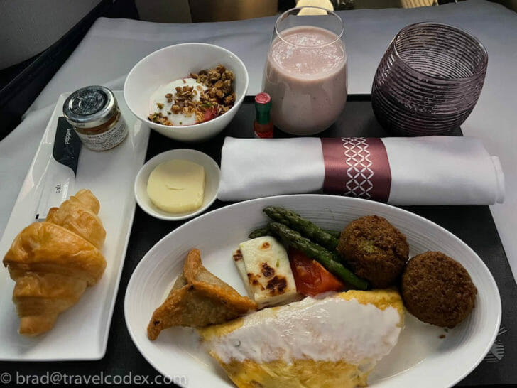 a plate of food on a tray