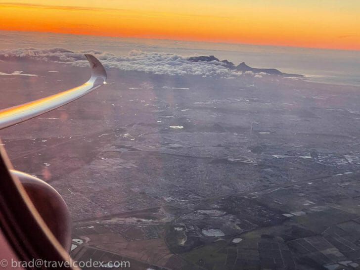 an airplane wing in the air