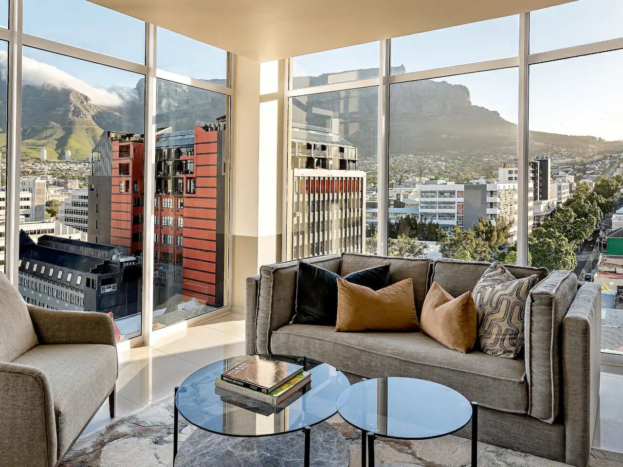 a living room with a couch and a coffee table