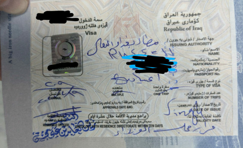 Visa on arrival Iraq