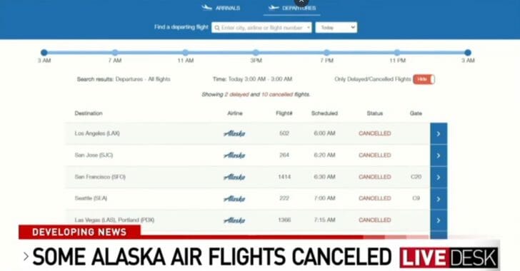 a screenshot of a flight schedule