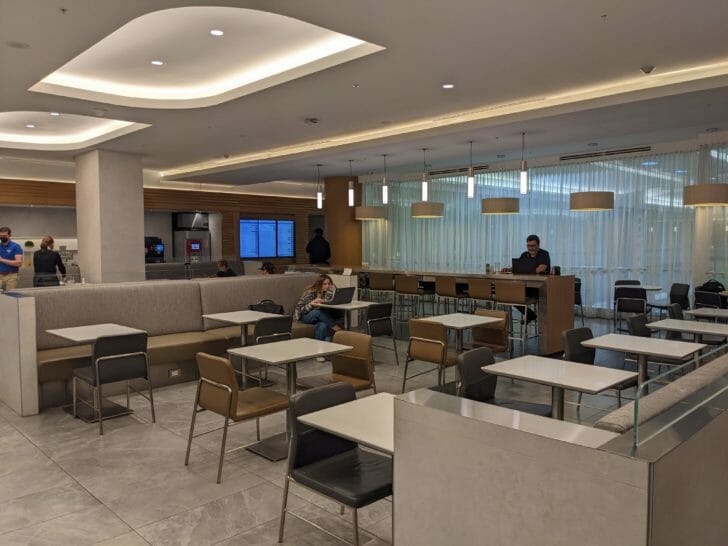 a room with tables and chairs