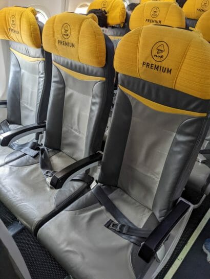 a row of seats on an airplane