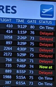 a screen with a number of flights