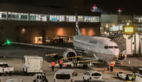 a plane parked at an airport