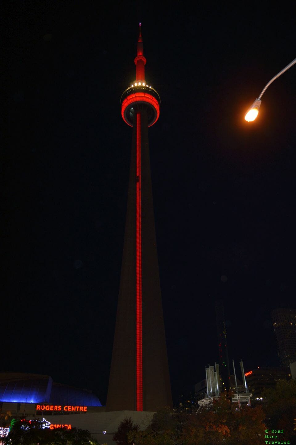 Poutine and a brisk morning walk in Toronto - CN Tower at night