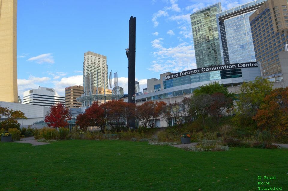 Poutine and a brisk morning walk in Toronto - Blue Jay Statue