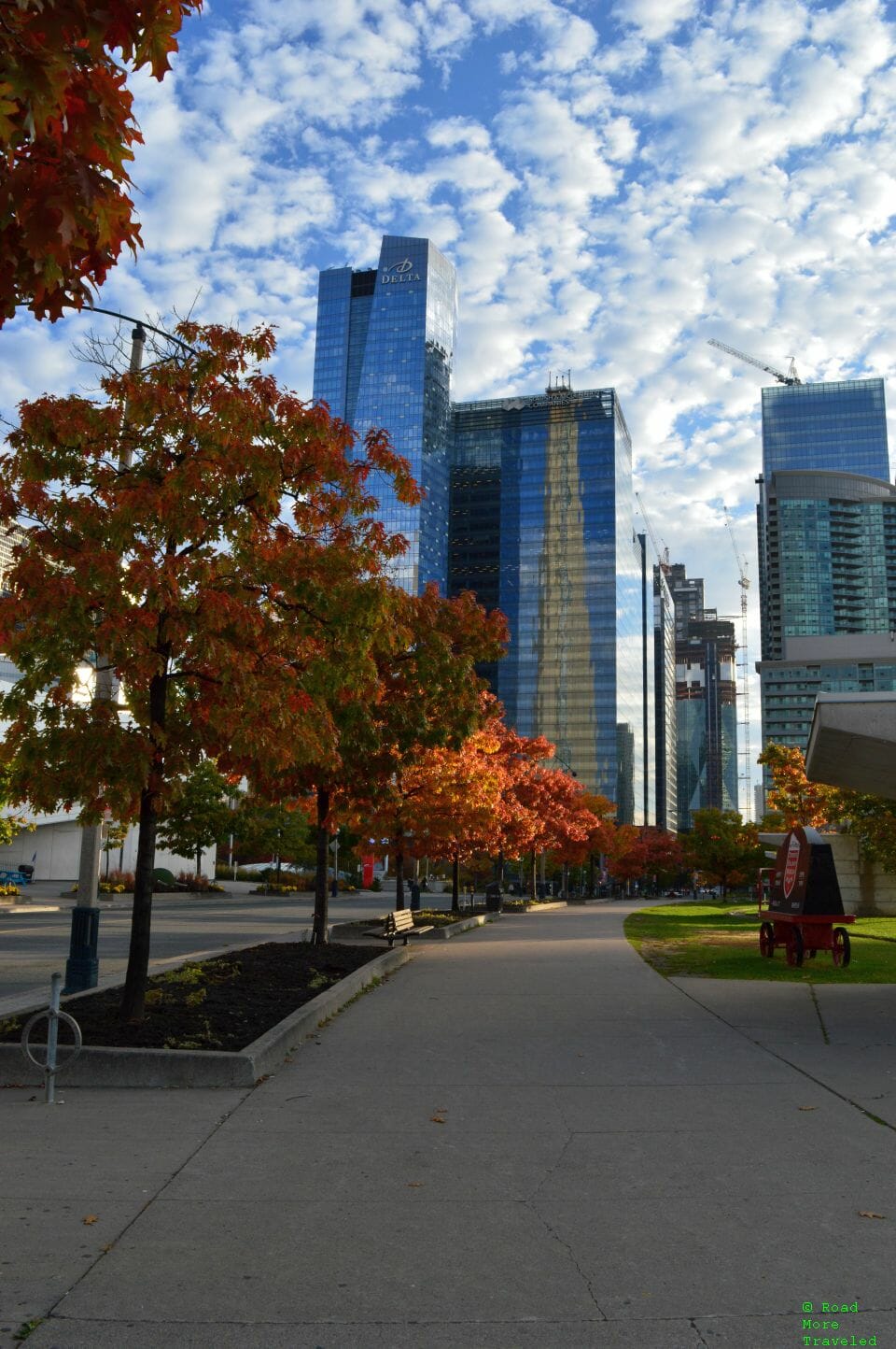 Fall foliage and Toronto skyline, Roundhouse Park