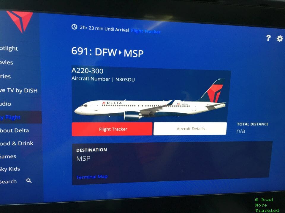 Delta A220-300 First Class - moving map