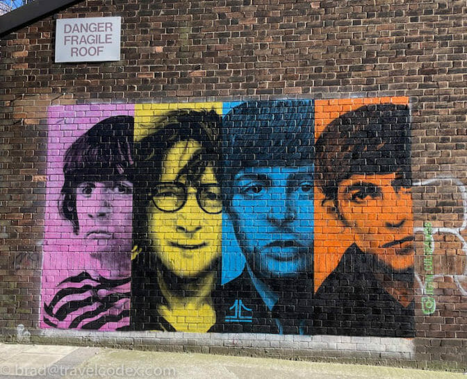 a mural of a group of men