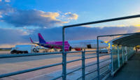 a plane on the runway