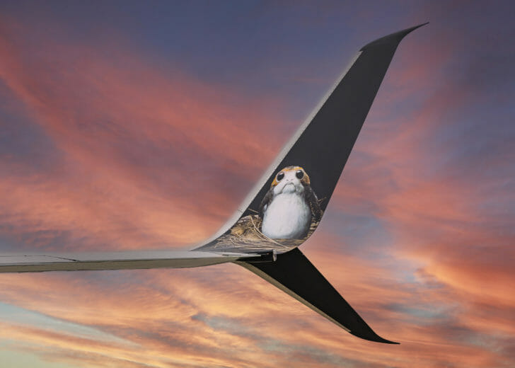 a plane wing with a picture of a bird on it
