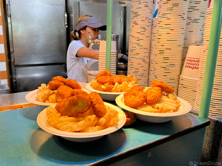 a group of plates of food