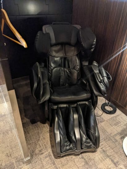 a massage chair in a room
