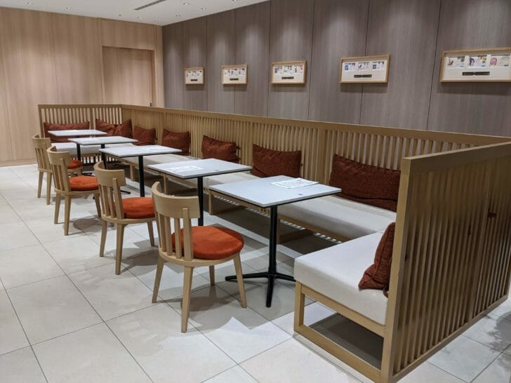 a room with tables and chairs