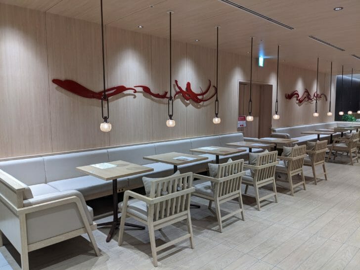 a room with tables and chairs