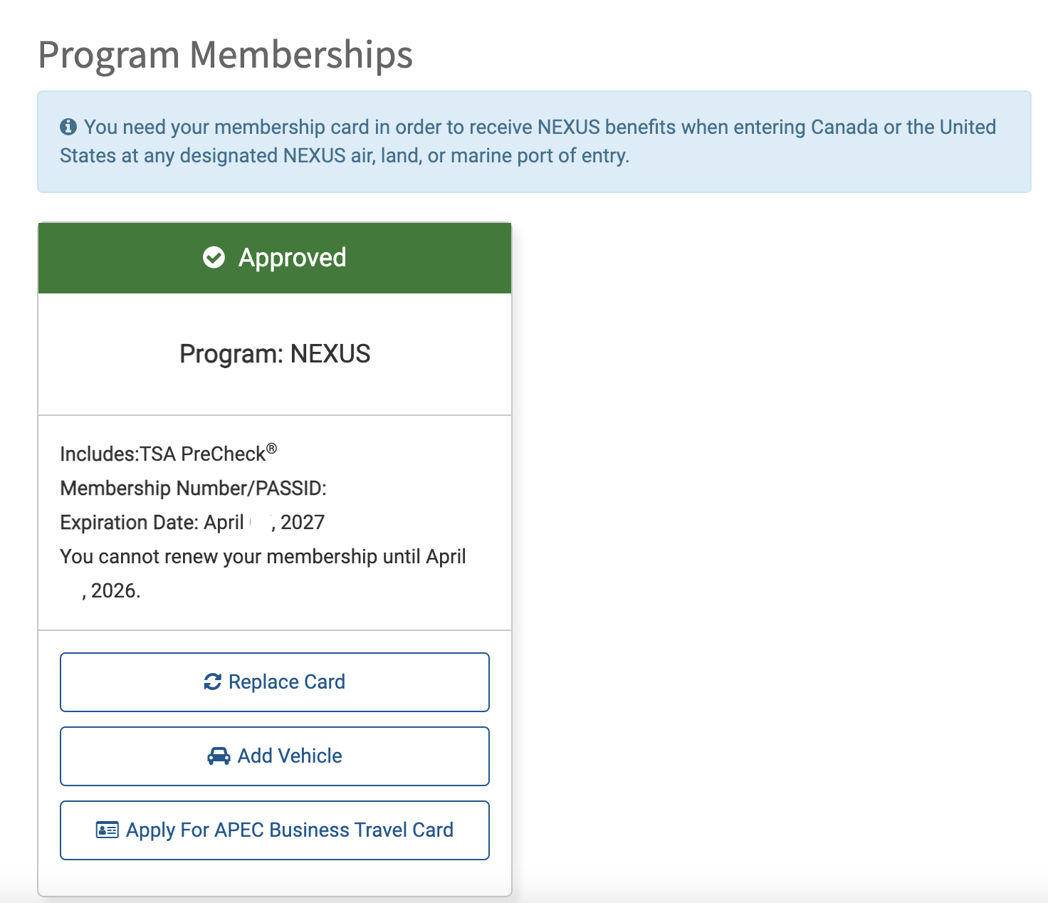 Renewing nexus membership in 2022 travel codex