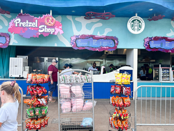 a store with a variety of snacks and bags