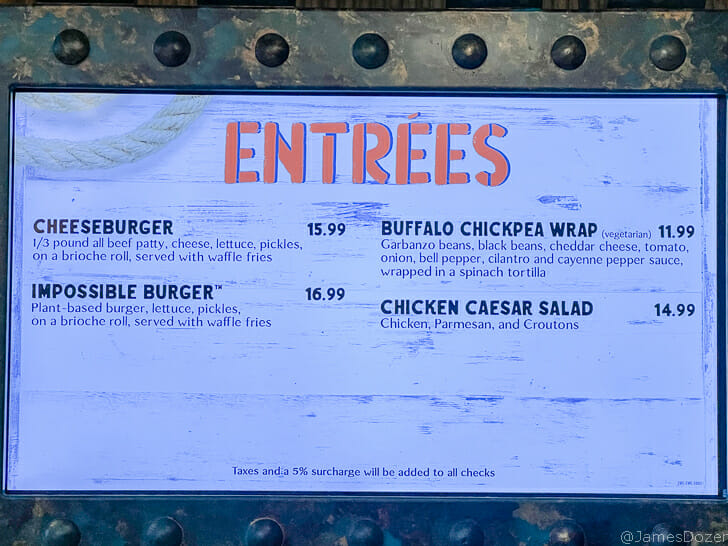 a menu on a sign