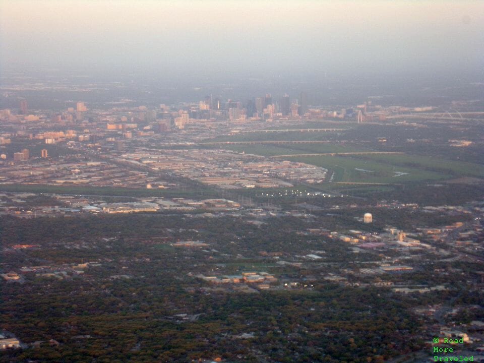 Dallas skyline after takeoff from DFW